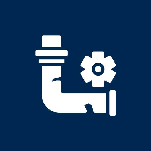 blue and white plumbing icon